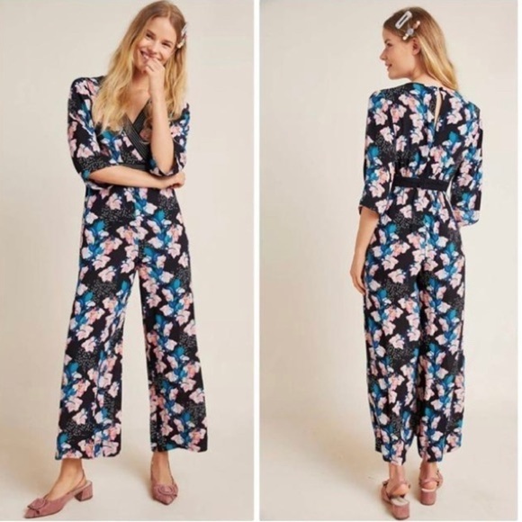 NEW Anthropologie x Blank London Floral Print Jumpsuit Size Small Petite - Picture 2 of 9